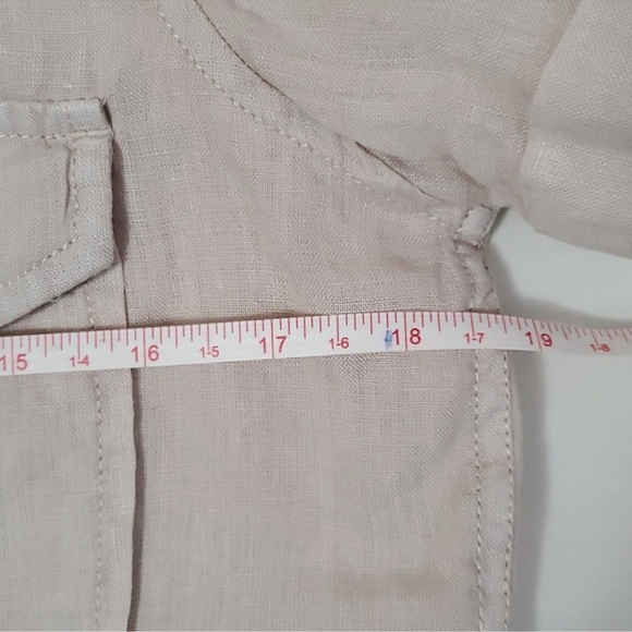 100% Linen Beige Short Sleeve Shirt - sz XS/S - Picture 10 of 11